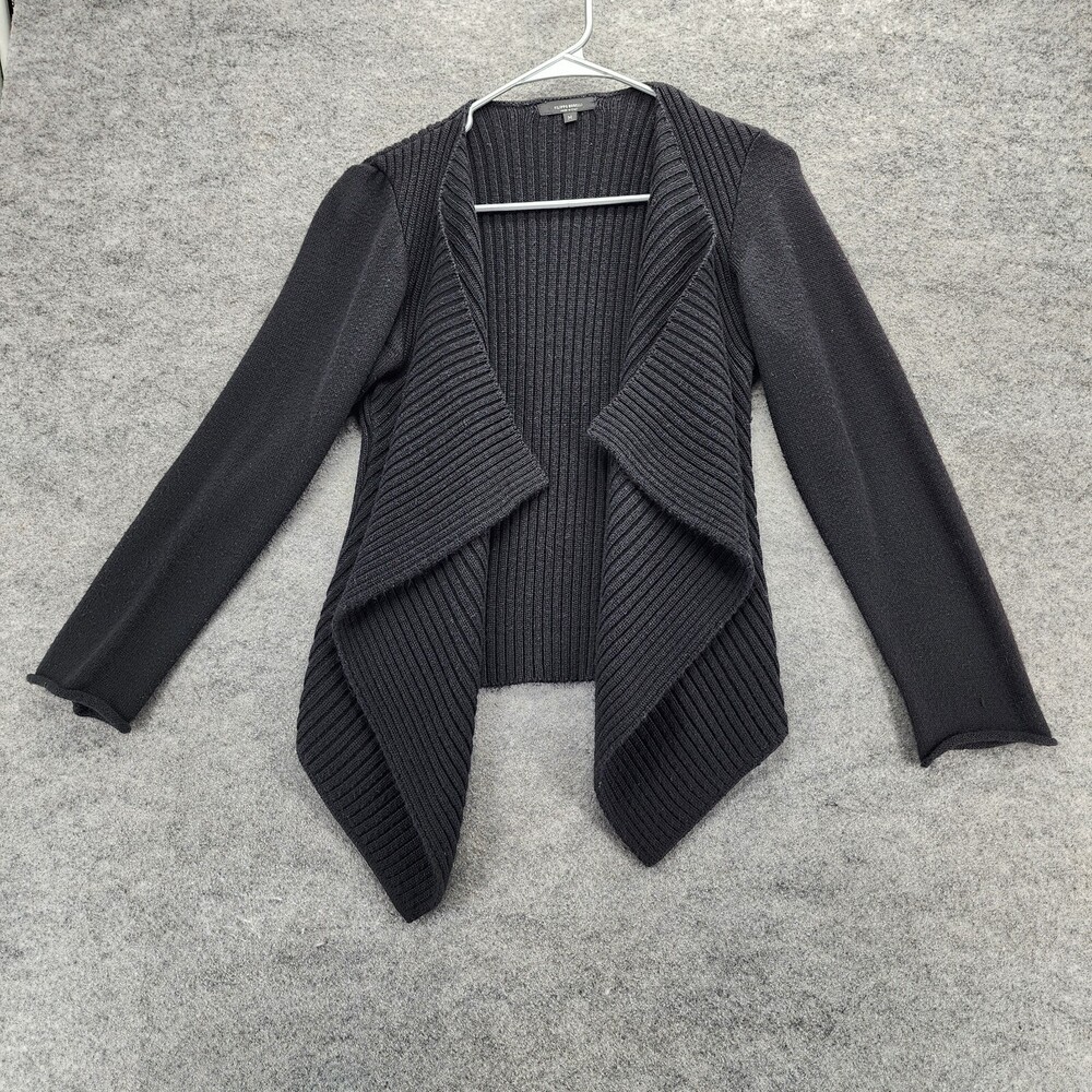 Filippo Novelli Cardigan Womens Medium Open Front Black Ribbed Italy